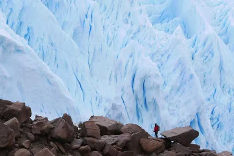 Daeschler photographed one of his colleagues at the edge of a glacier near the top of Wright Valley, Southern Victoria Land, in Antarctica.