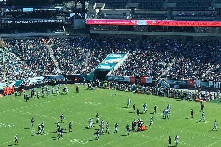 Over 10,000 Eagles fans came out to watch the team during their first open practice at Lincoln Financial Field on Sunday, July 30.