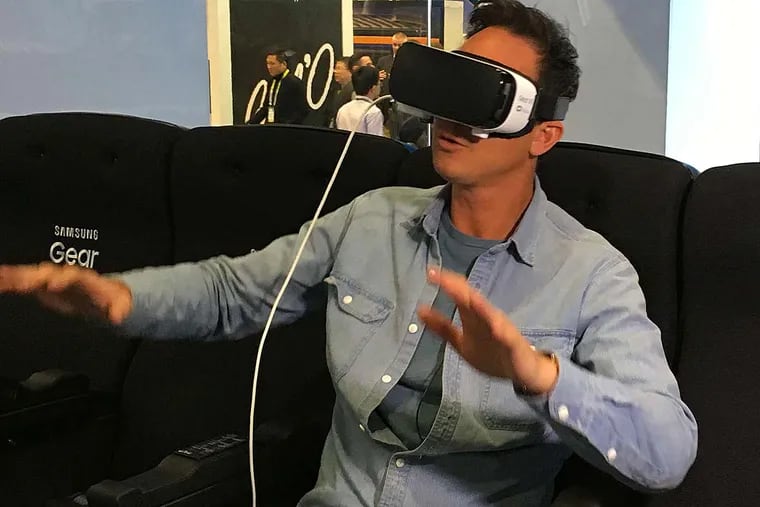 In the demo booth, Samsung took Gear VR testers on a rocking ride enhanced by a motorized chair.