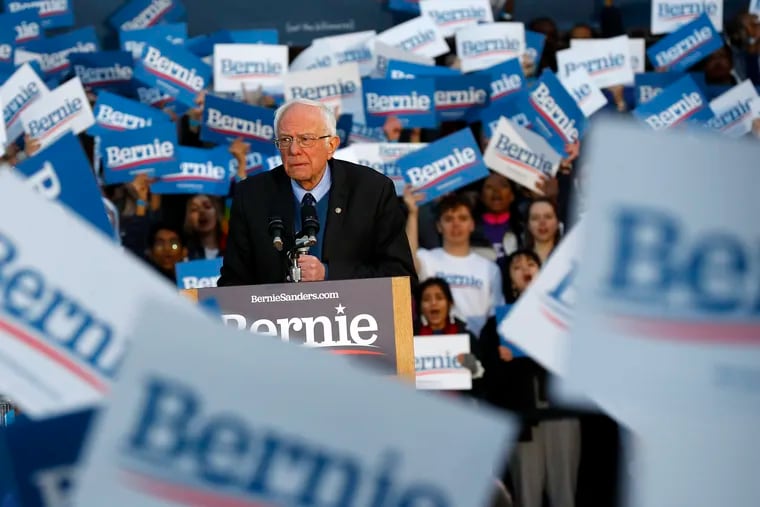 Democratic presidential candidate Bernie Sanders during a campaign rally at the University of Michigan in Ann Arbor on March 8, 2020.