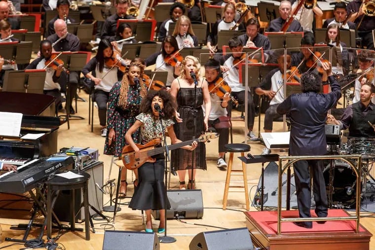 Esperanza Spalding performs at the Kimmel Center with the Philadelphia Orchestra and Carnegie Hall’s NYO2 youth orchestra, with Giancarlo Guerrero conducting.
