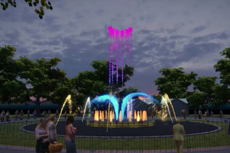 A rendering of the new fountain show in Franklin Fountain.
