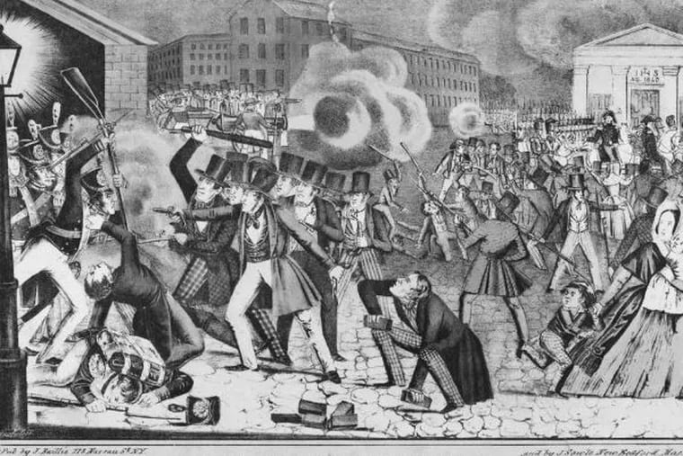 An image of the anti-Catholic riots in Philadelphia in the summer of 1844.