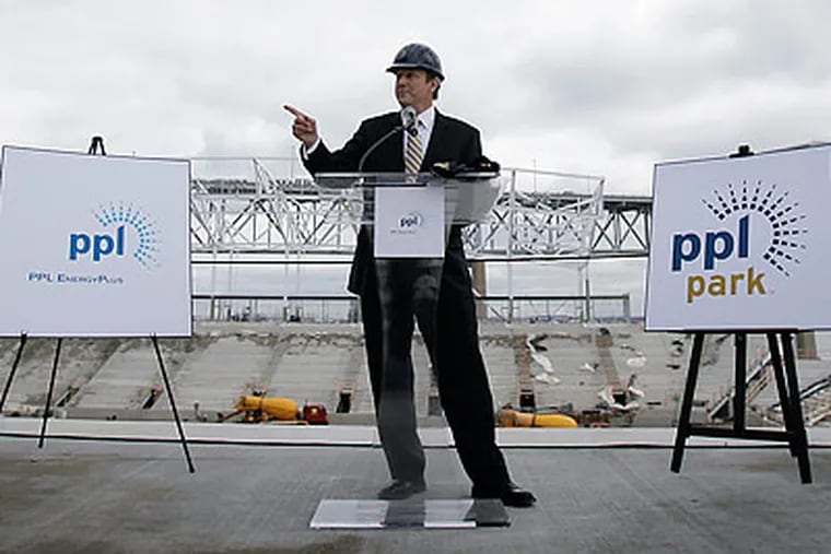 Union CEO Nick Sakiewicz announces that the team's stadium will be called PPL Park. (David Maialetti/Staff Photographer)