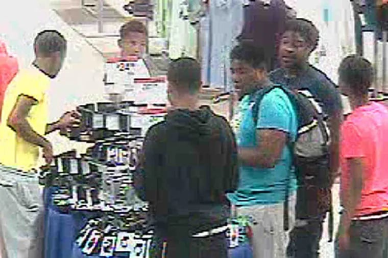 Upper Darby police released this surveillance image that they said was recorded during the invasion of the store by dozens of youths.