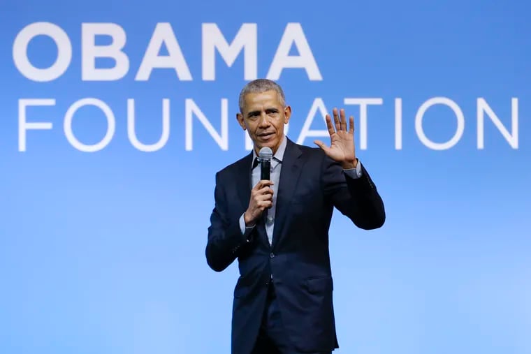 Former President Barack Obama speaking at an event organized by the Obama Foundation in December of 2019.