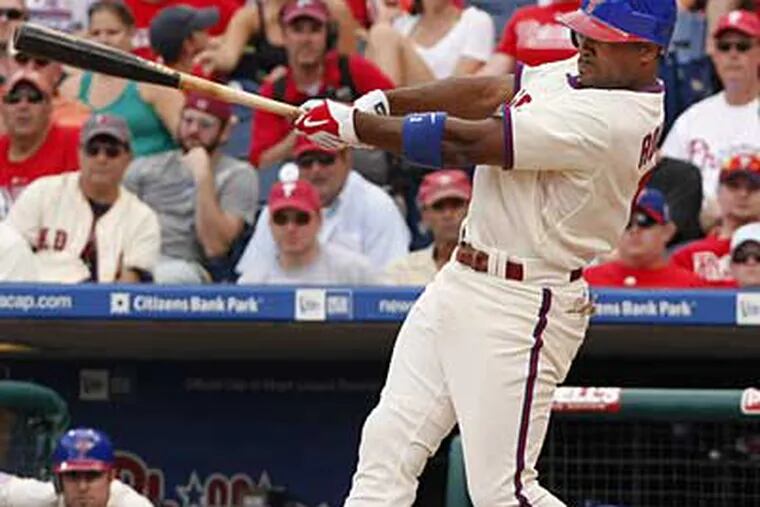 Jimmy Rollins and the Phillies avoided a sweep Sunday with a win over the Red Sox at Citizens Bank Park. (Ron Cortes / Staff Photographer)