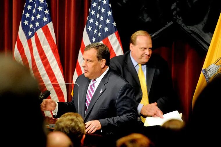 Speaking at Burlington County College Thursday, Gov. Christie disavowed the controversial Common Core education standards he once supported and directed Commissioner of Education David Hespe (right) to consider developing New Jersey-specific goals.