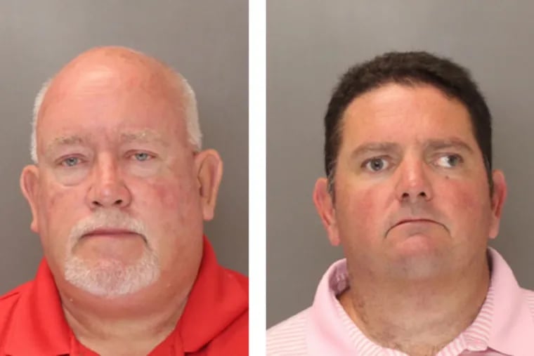 Gary Margerum (left) and Christopher Carlin are charged with stealing more than $46,000 from the Falls Township Fire Company #1, police said.
