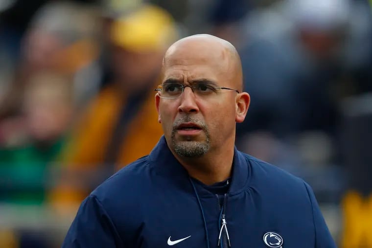 Penn State Nittany Lions football head coach James Franklin on the sideline during a game earlier this season.