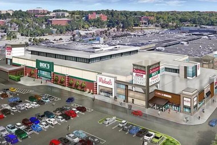 A rendering of new stores anticipated at the Plymouth Meeting Mall