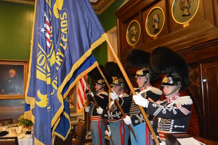 The First City's Troop of Philadelphia Honor Guard parading colors at the 150th Anniversary of the Military order of the Loyal Legion at the Union League. (For the Inquirer/Maggie Henry Corcoran)