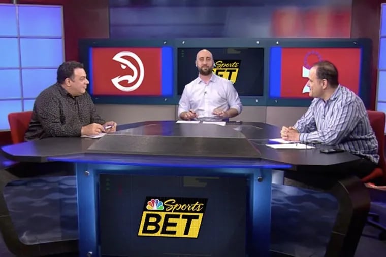 (From left to right) Anthony Gargano, Marc Farzetta, and Brad Feinberg will host a sports-gambling-themed telecast of a Sixers game on NBC Sports Philadelphia+ Wednesday night.