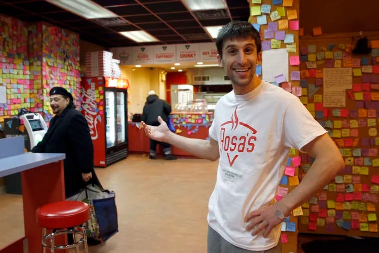 Mason Wartman, owner of Rosa's Fresh Pizza, quit a Wall Street job to start a $1-a-slice pizzeria.