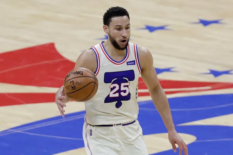 Sixers guard Ben Simmons in action against the Spurs on Sunday.