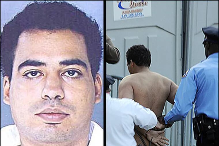 Juan J. Rodriguez, 24, of Staten Island, New York City (left) was arrested for running naked through President Obama's rally in Germantown on Sunday (right).