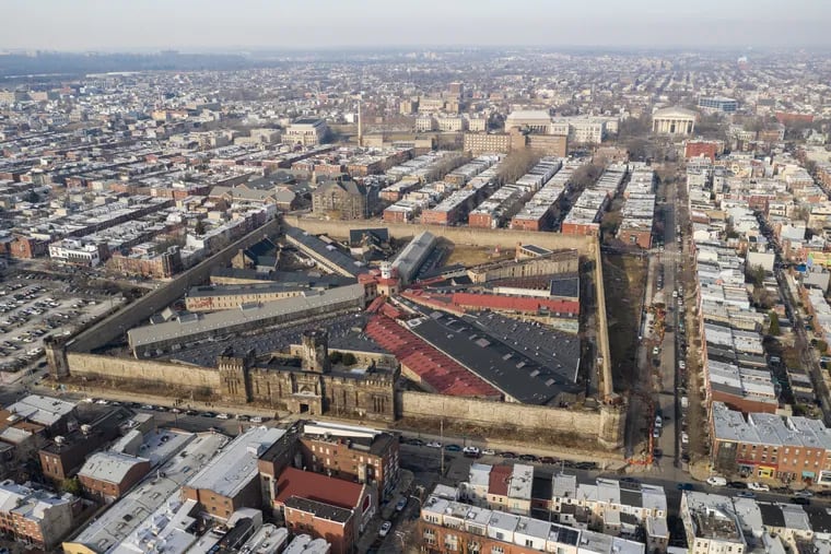 Aerial image of the Eastern State Penitentiary, where the institution of solitary confinement was expanded.