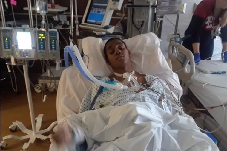 Azir Harris, 17, was shot and likely paralyzed in Philadelphia on Feb. 15, 2018.