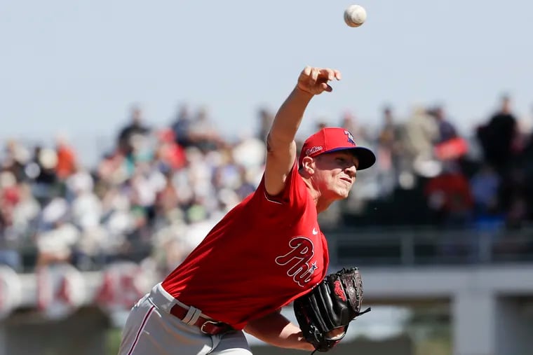 Phillies pitcher Nick Pivetta throws a third-inning pitch against the Boston Red Sox  on Thursday.