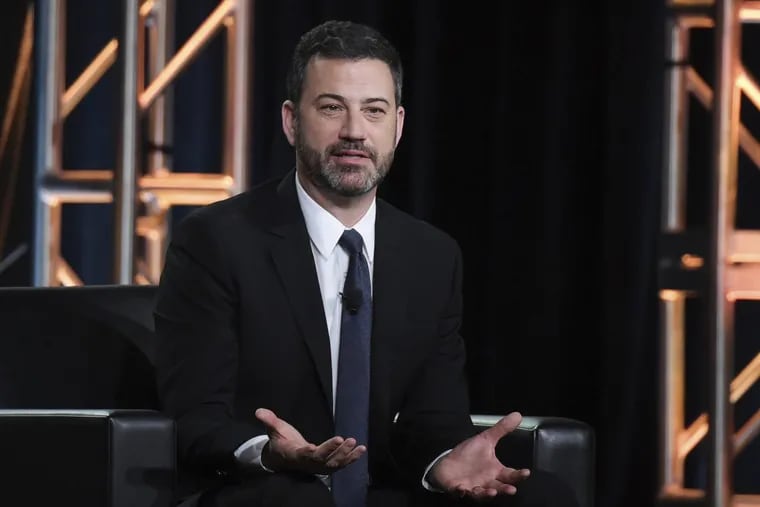In this Jan. 8, 2018 photo, Jimmy Kimmel participates in the &quot;Jimmy Kimmel Live and 90th Oscars&quot; panel during the Disney/ABC Television Critics Association Winter Press Tour.