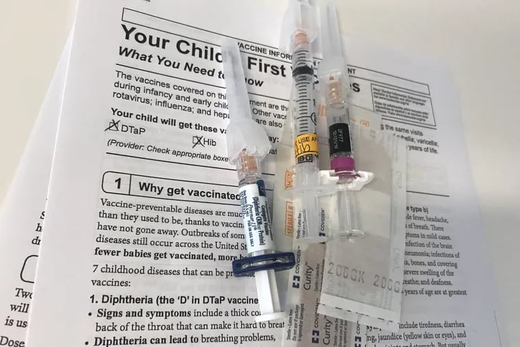 The vaccines on the provider's table before staff writer Abraham Gutman's six-month-old daughter, Mara, received them.
