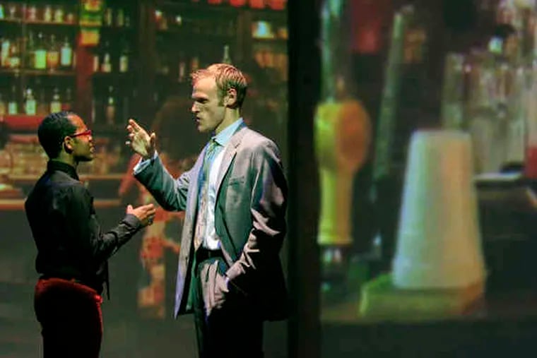 Above, Delante Keys and Alex Bechtel (right) interact with multiple video screens during a rehearsal for &quot;Fatebook: Avoiding Catastrophe One Party at a Time,&quot; which brings to life characters from New Paradise Laboratories who have been on Facebook. At near left, EgoPo offers &quot;Company,&quot; a version of Samuel Beckett's short story of the same name. It's a typically Beckettian old man's meditationon the way we enter alone, leave alone, and in between have encounters that we may or maynot get much out of. At far left,the Hear Again Radio Projectbrings back to life the pleasuresof the clothes, makeup, andhairdos of the '40s.