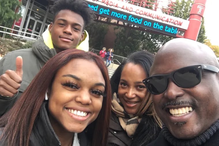 The Jones family — Solomon Jones III, Eve Jones, LaVeta Jones, and Solomon Jones Jr. — visit Temple University.