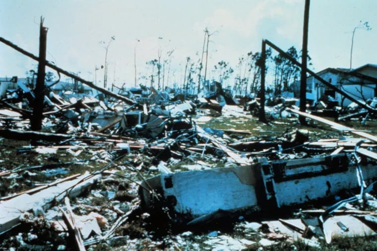 Andrew's devastation of Pinewoods Villa, Fla., in 1992.