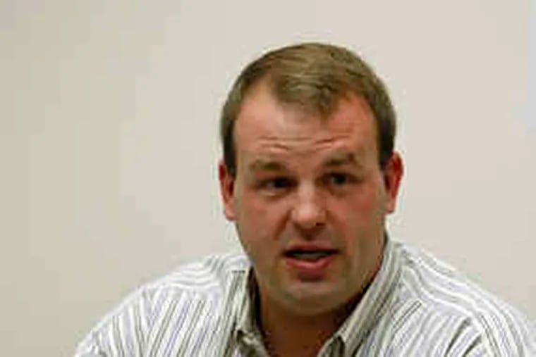 Jon Runyan at his headquarters. The Republican was expected to announce today his run for Congress.