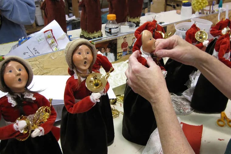 Byers' Choice Ltd. , makers of these handcrafted Caroler figurines, will host a craft show this weekend featuring 70 artisans.