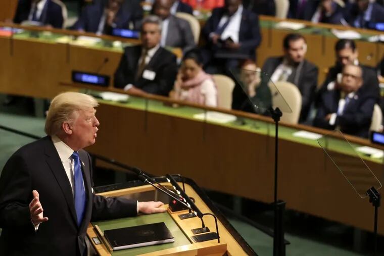 President Trump addressing the U.N.  General Assembly Tuesday in New York.