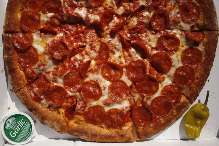A Papa John's pepperoni pizza.