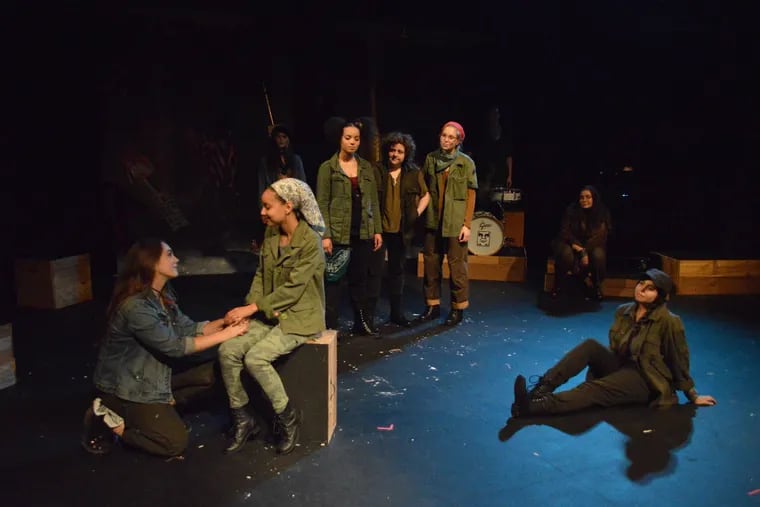 At the 2017 Philadelphia Women's Theatre Festival, the headlining production was the musical "Hear Me War" by Sarah Galante and Jaime Jarrett.