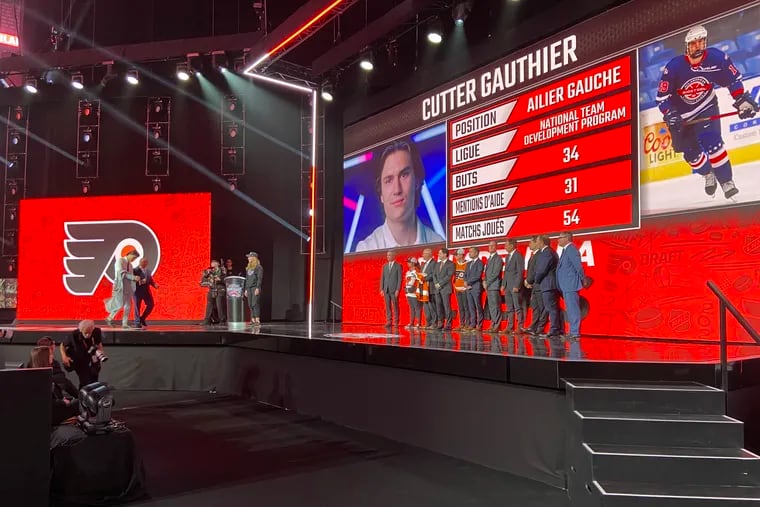 The Philadelphia Flyers select Cutter Gauthier with the No. 5 overall pick in the 2022 NHL Entry Draft in Montreal, Quebec on Thursday, July 7, 2022.