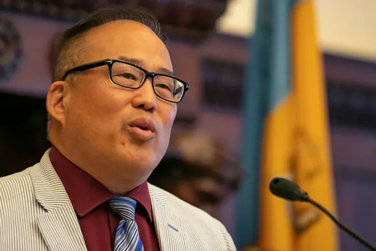 Councilman-at-large David Oh speaks during a press conference announcing the introduction of the Music Industry Task Force to help grow the music industry in Philadelphia at City Hall on Thursday, Aug. 15, 2019.