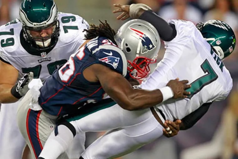 Quarterback Michael Vick has left both of the Eagles preseason games with injuries. (Steven Senne/AP)