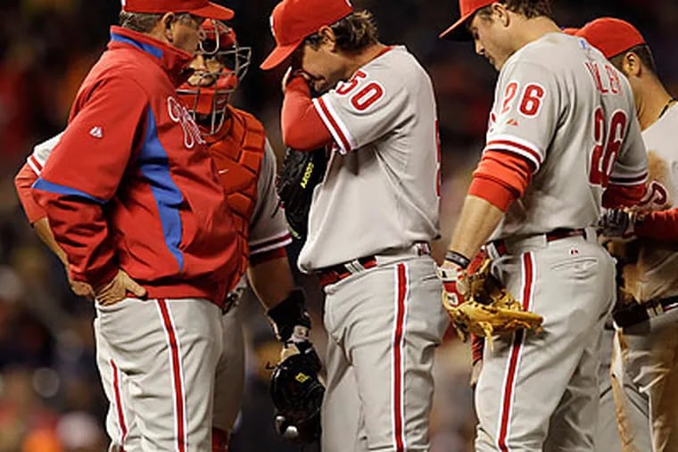 The Phillies are out of first place for the first time since May 29, 2009. (Marcio Jose Sanchez/AP)