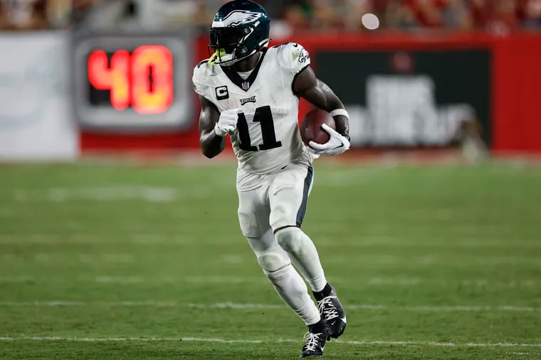 Eagles wide receiver A.J. Brown changed his cleats after the NFL told the team he was in violation of the league's uniform policy.