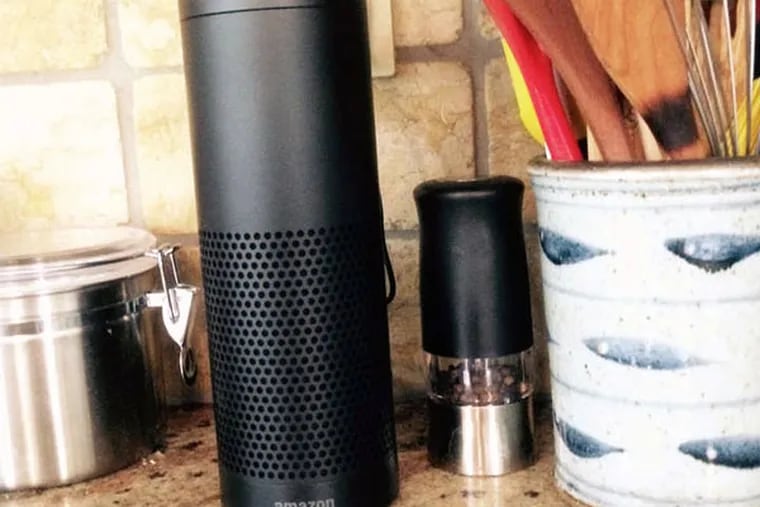 The voice-activated Amazon Echo speaker doesn't just play music. It also speaks time and temperature and turns on lights.