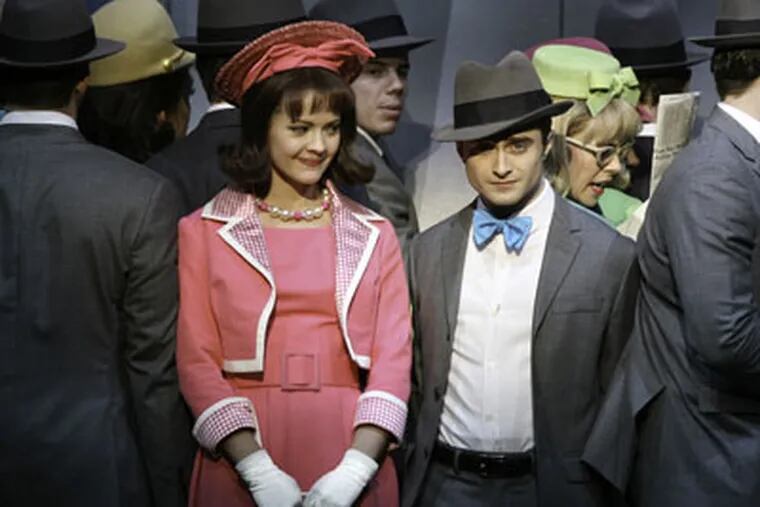 Rose Hemingway and Daniel Radcliffe in a preview performance of "How to Succeed in Business Without Really Trying." (ARI MINTZ)