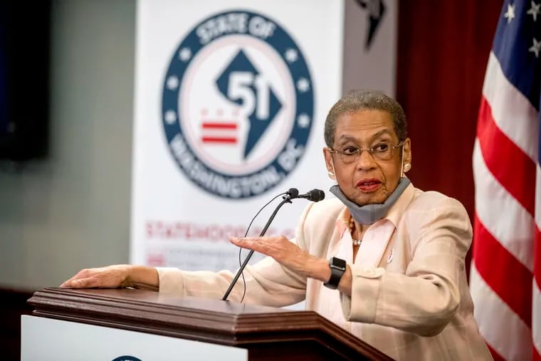 Delegate Eleanor Holmes Norton, D-D.C., speaks at a news conference on District of Columbia statehood.