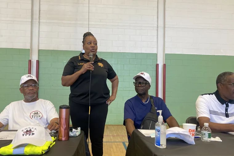 Philadelphia Sheriff Rochelle Bilal called on more men to step up to help groups that are working on anti-violence initiatives during a community meeting Saturday.