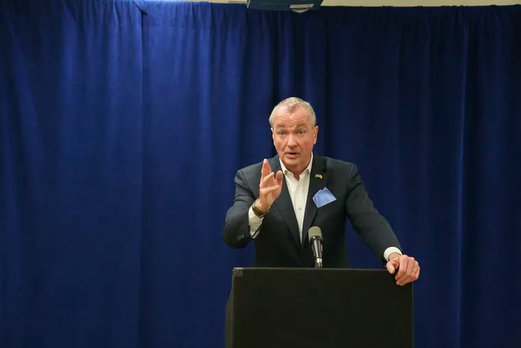 New Jersey Gov. Phil Murphy at Maple Shade High School, in Maple Shade, N.J., on Feb. 11, 2020.