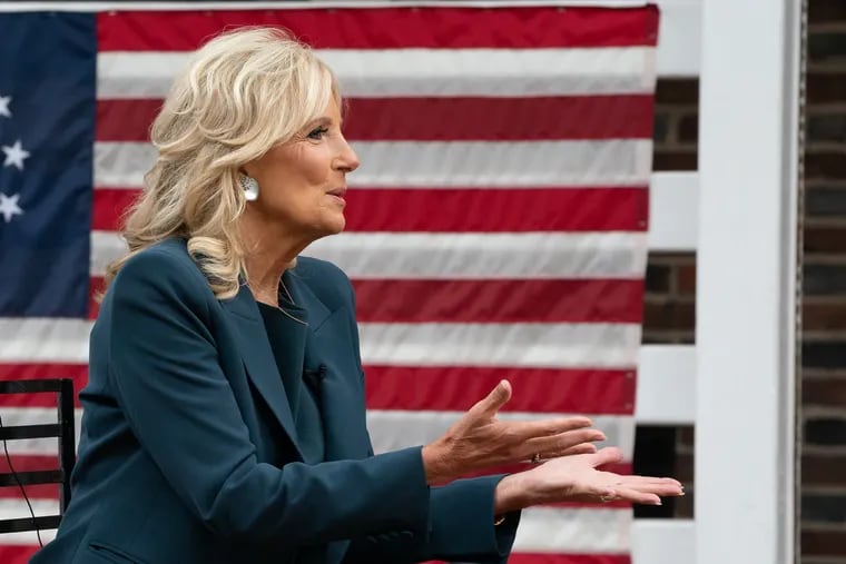 First Lady Jill Biden at the Betsy Ross House in Philadelphia in 2020. The First Lady will be in Philadelphia again on Friday.