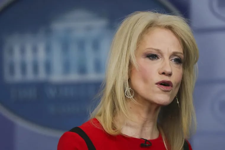 Kellyanne Conway speaks during an interview with CNN in the White House in March.