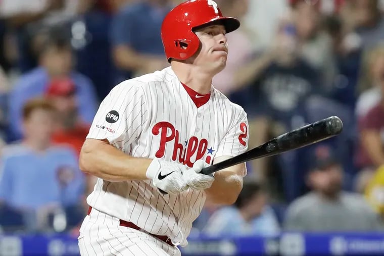 Phillies Jay Bruce bats against the New York Mets on Monday, June 24, 2019 in Philadelphia.