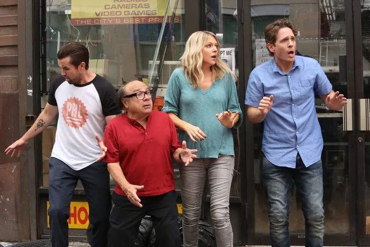 Scene from Season 12 of "It's Always Sunny in Philadelphia," with creator/star Rob McElhenney, Danny DeVito,  Kaitlin Olson, and Glenn Howerton. On Thursday, Fox announced it had picked up a new comedy pilot from McElhenney that would costar Olson and Leah Remini