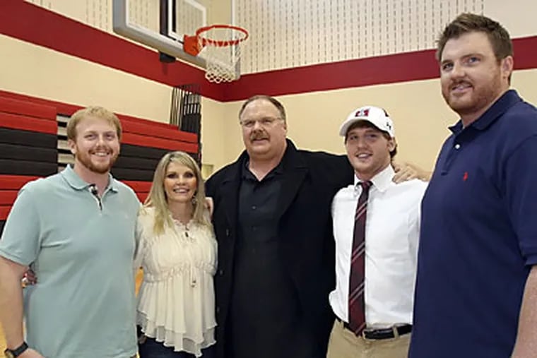 Andy Reid with wife, Tammy, and sons (from left) Britt, Spencer and Garrett, in February 2011. (Steven M. Falk/Staff file photo)