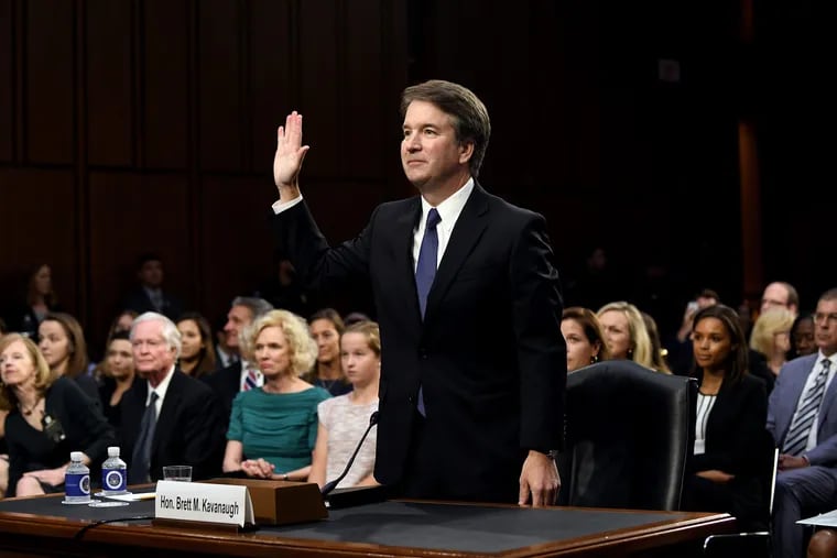 Supreme Court nominee Brett Kavanaugh is sworn in before testifying at his confirmation hearing in the Senate Judiciary Committee on Capitol Hill Sept. 4, 2018 in Washington, D.C.