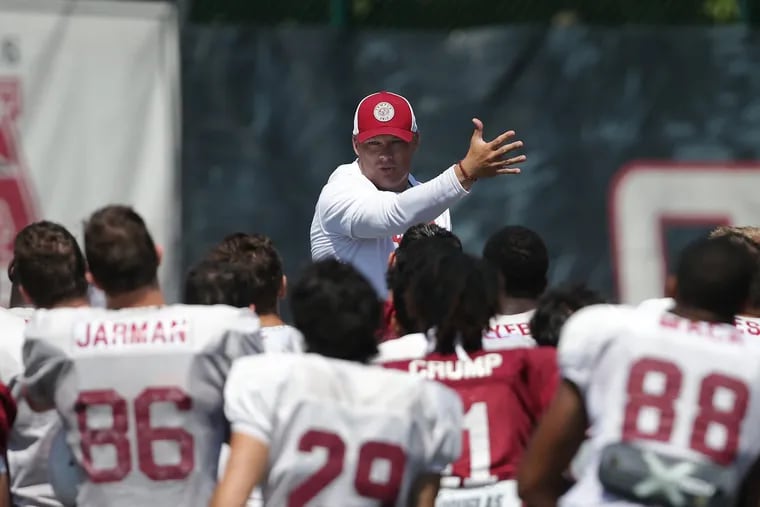 Geoff Collins (center) is preparing his Owls for the upcoming season opener.